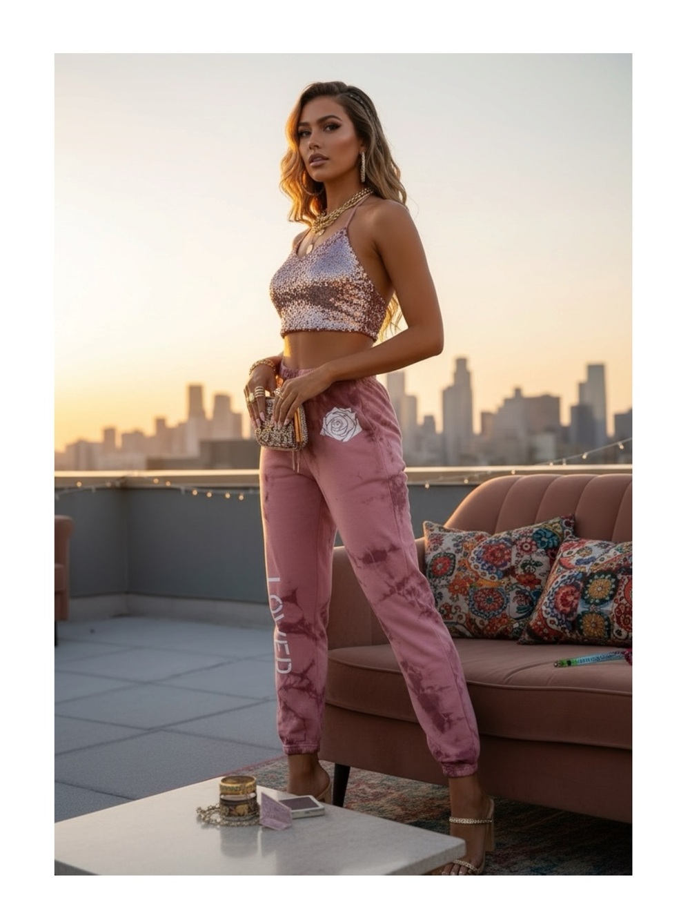 Lauren Moshi ⚘ Gia Loved Super Softest Sweatpants ⚘ Pink Rosewater Tie Dye ⚘ M